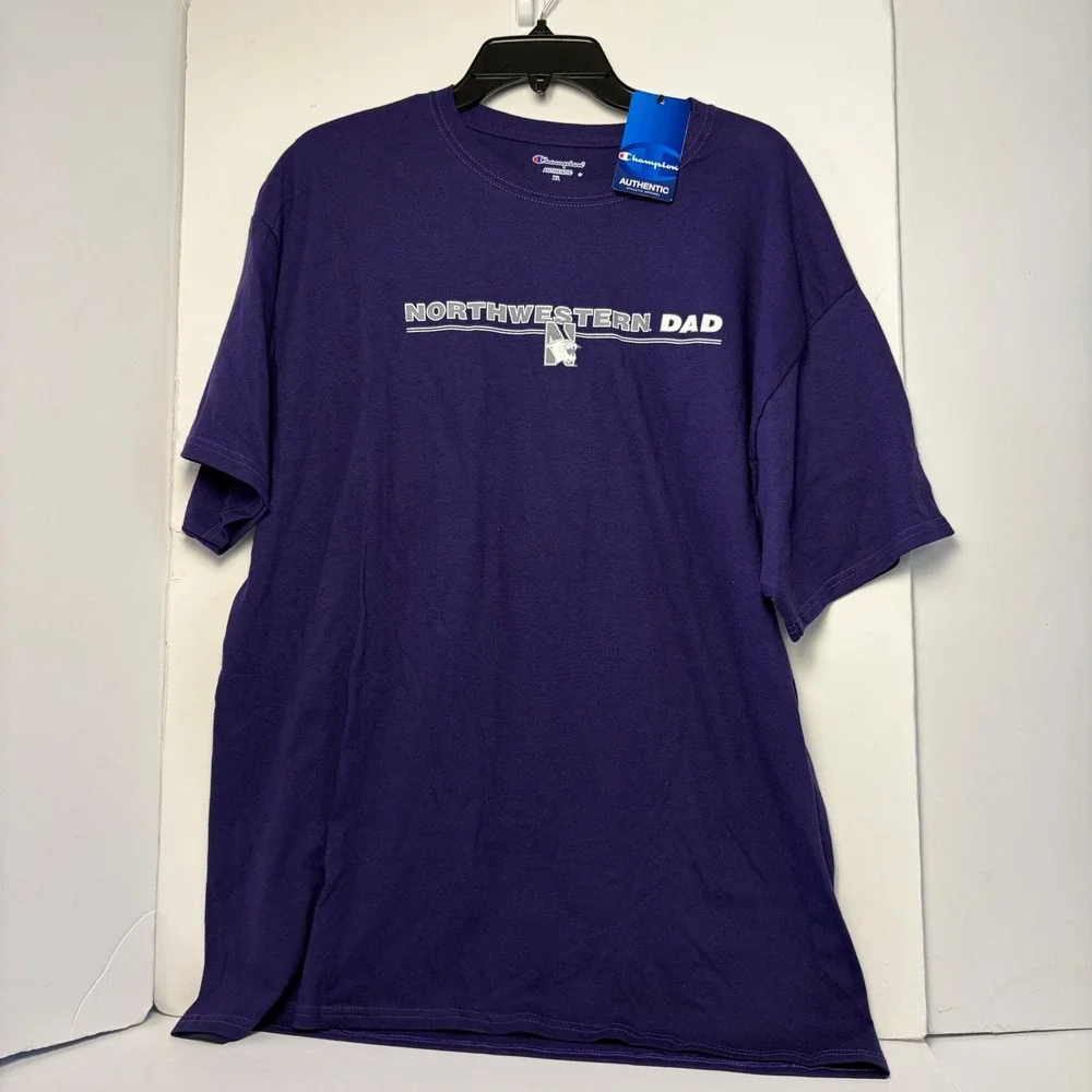 Champion Northwestern Dad T-Shirt Mens XL Purple NCAA Wildcats CT11000680 NEW - Picture 1 of 8
